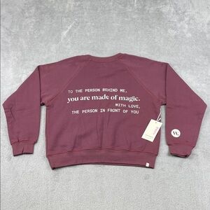 NEW Mini Mioche XS Womens Purple 100% Organic Cotton Sweatshirt "Made of Magic"